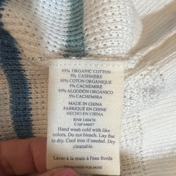 Faherty Women’s Knit Sweater Striped Cotton Cashmere Small Size Lightweight - Picture 6 of 12
